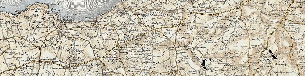 Old map of Sarnau in 1901