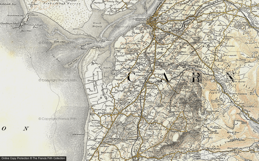 Old Map of Historic Map covering Afon Gwyrfai in 1903-1910