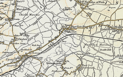 Old map of Sarre in 1898-1899