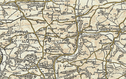 Old map of Satterleigh in 1899-1900