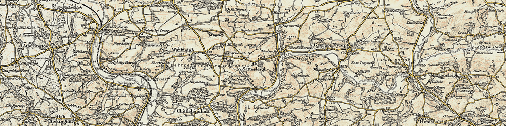 Old map of Satterleigh in 1899-1900