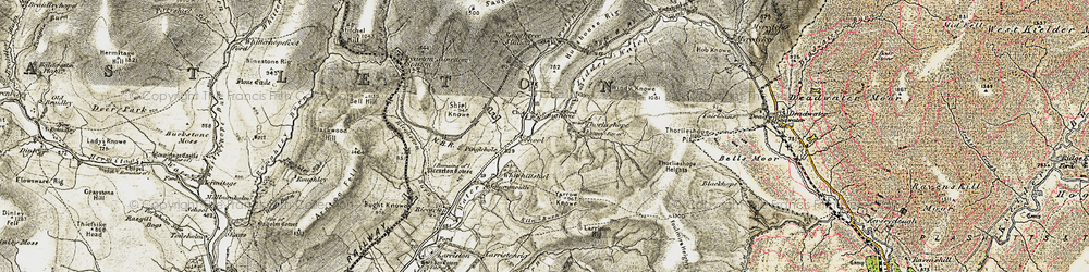 Old map of Yarrow Knowe in 1901-1904