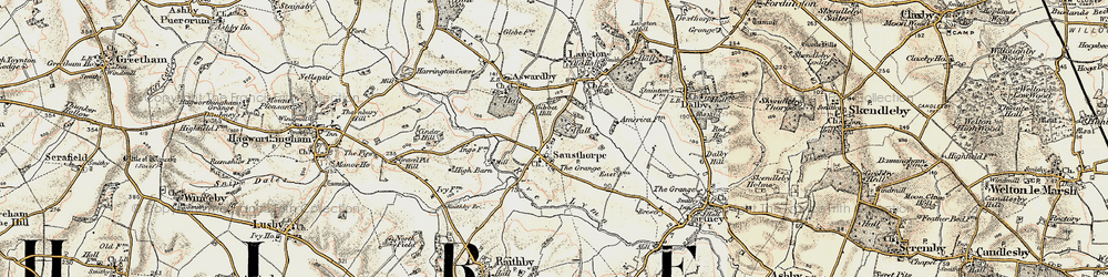 Old map of Sausthorpe in 1902-1903