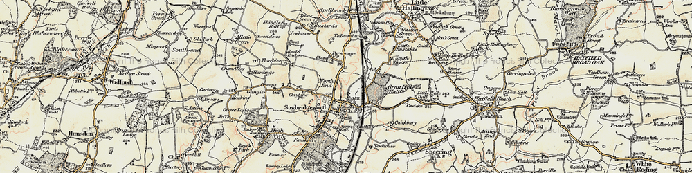 Old map of Sawbridgeworth in 1898-1899