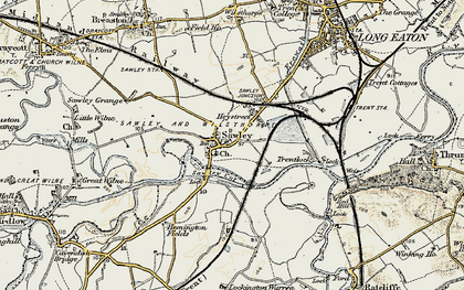 Old map of Sawley in 1902-1903
