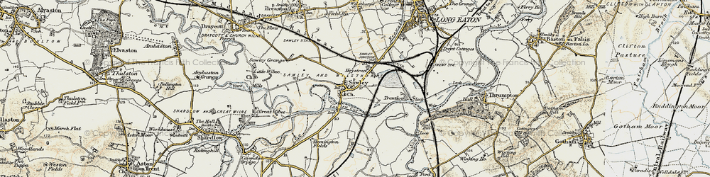 Old map of Sawley in 1902-1903