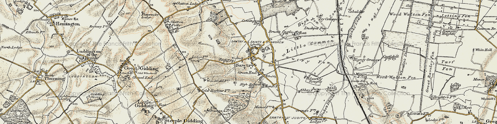 Old map of Sawtry in 1901