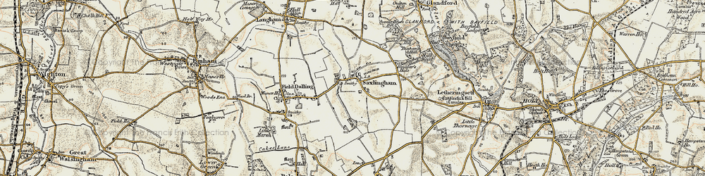 Old map of Saxlingham in 1901-1902