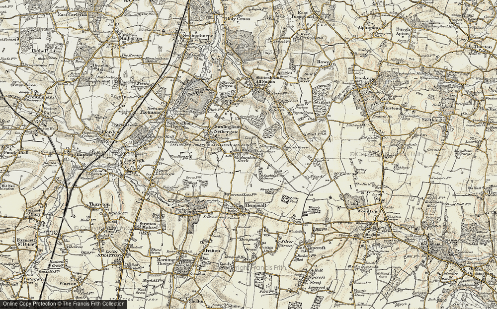 Old Map of Historic Map covering Boudica's Way in 1901-1902