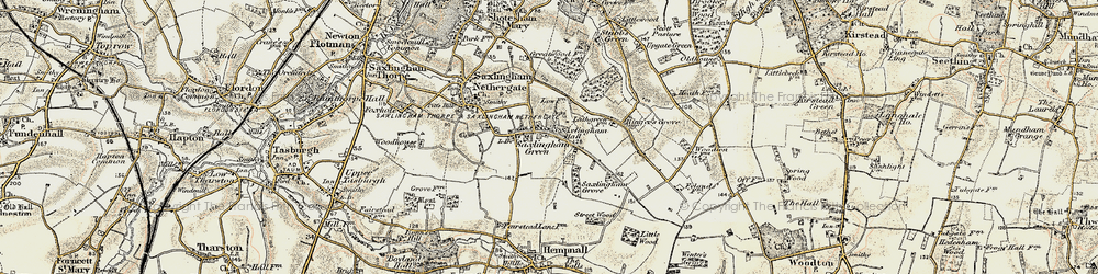Old map of Boudica's Way in 1901-1902
