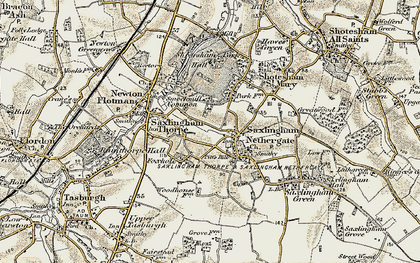Old map of Saxlingham Nethergate in 1901-1902
