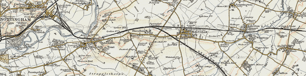 Old map of Saxondale in 1902-1903
