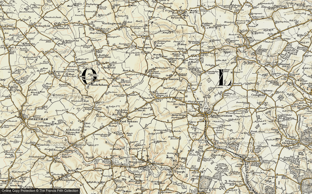 Old Map of Saxtead Green, 1898-1901 in 1898-1901