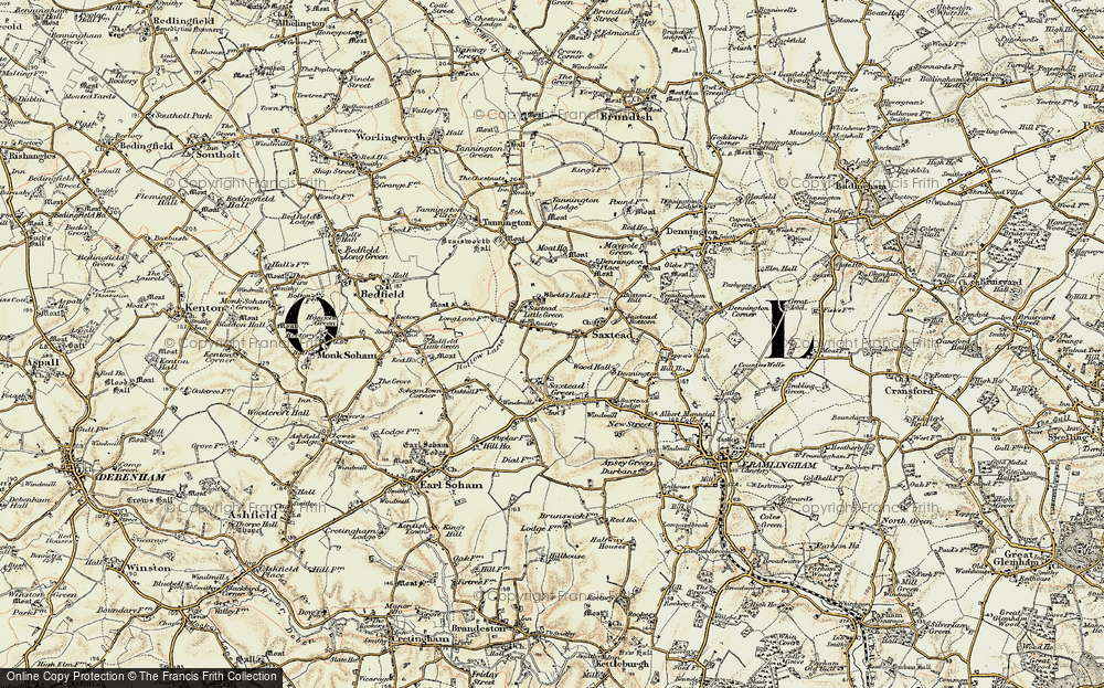 Old Map of Saxtead Little Green, 1898-1901 in 1898-1901