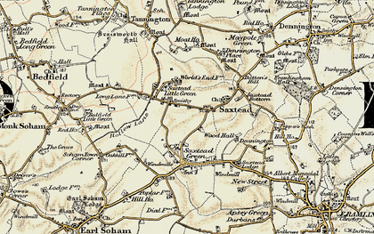 Old map of Saxtead Little Green in 1898-1901