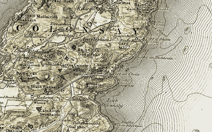 Old map of Beinn nan Gudairean in 1906-1907