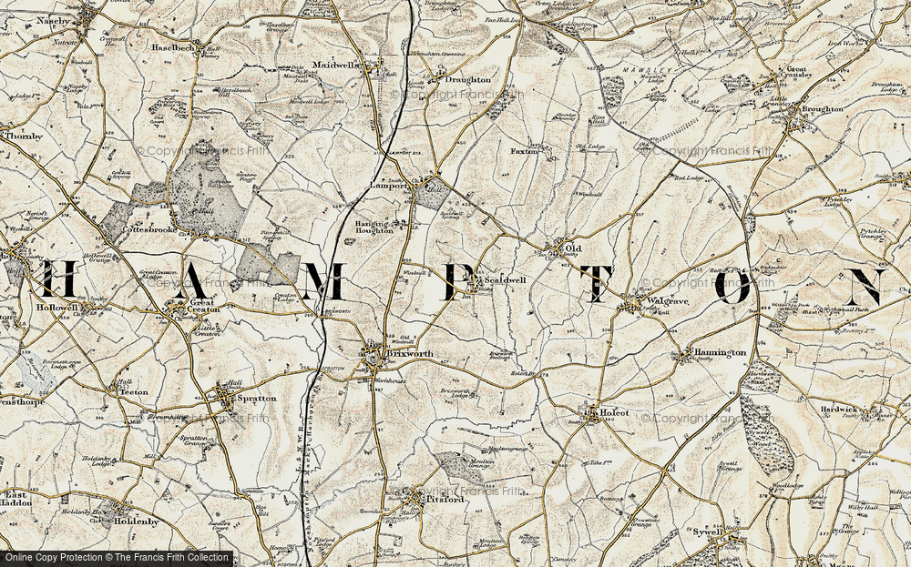 Old Map of Historic Map covering Brixworth Fox Covert in 1901