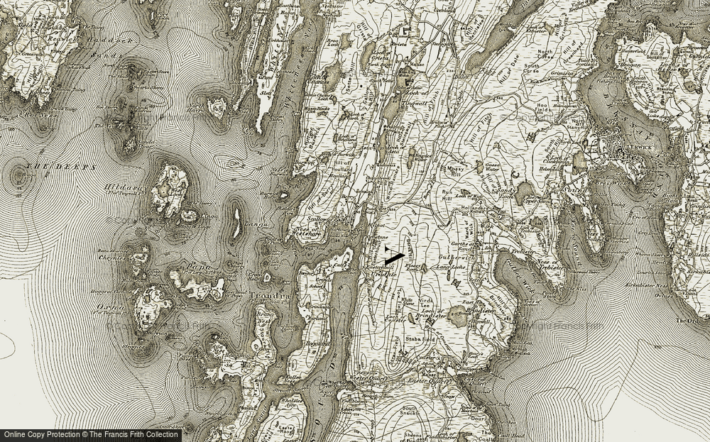 Old Map of Historic Map covering Bersa Hill in 1911-1912