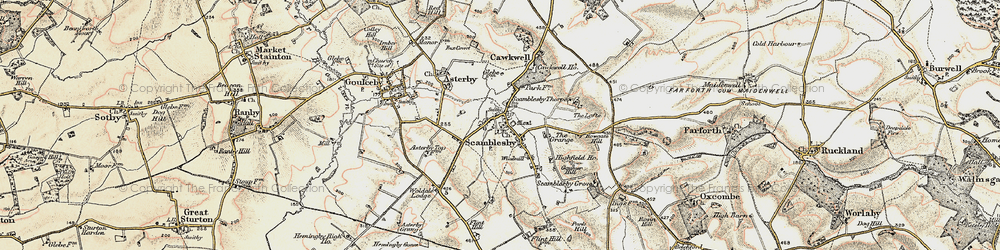 Old map of Scamblesby in 1902-1903
