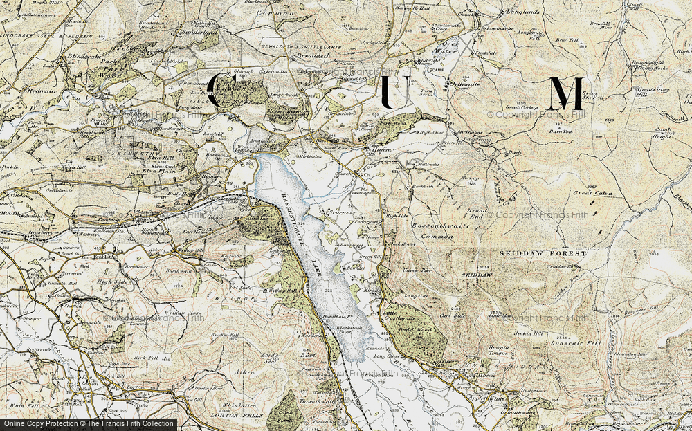 Old Map of Historic Map covering Bassenthwaite Lake in 1901-1904