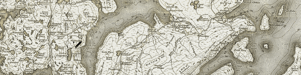 Old map of Scatsta in 1912