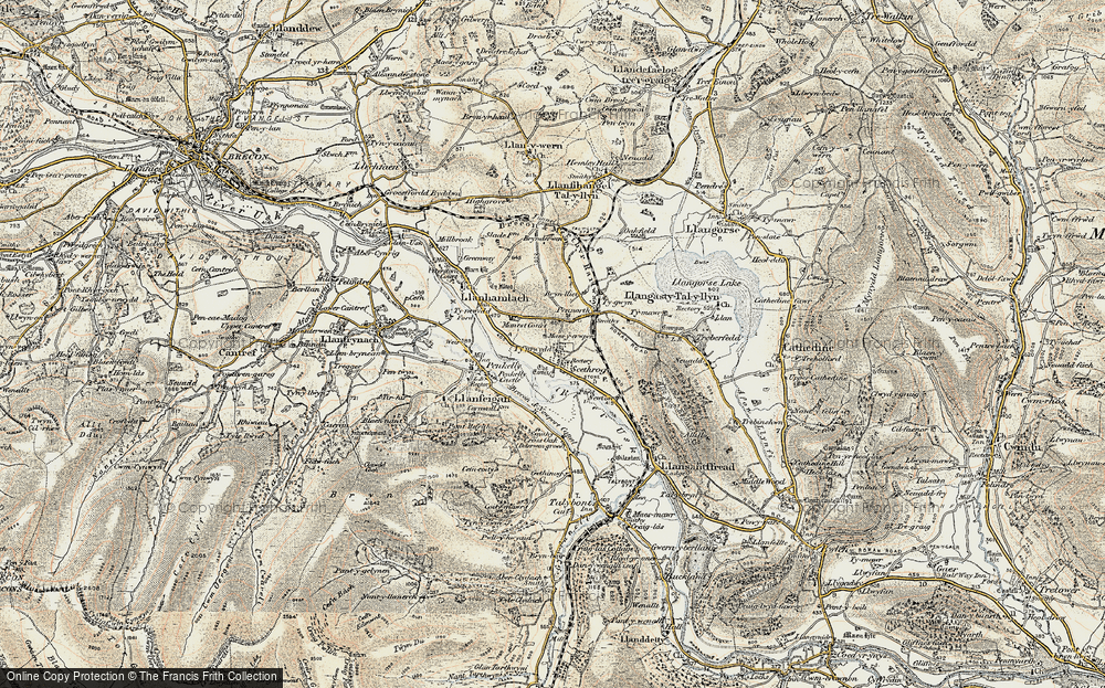 Old Map of Scethrog, 1900-1901 in 1900-1901