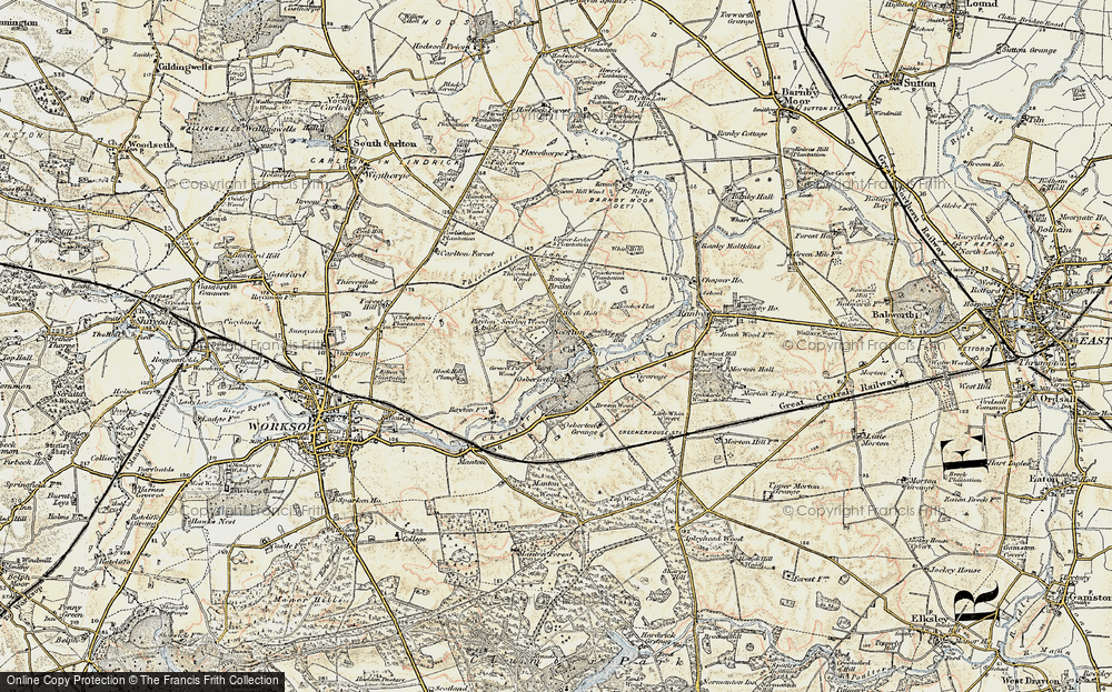 Old Map of Historic Map covering Broom Wood in 1902-1903