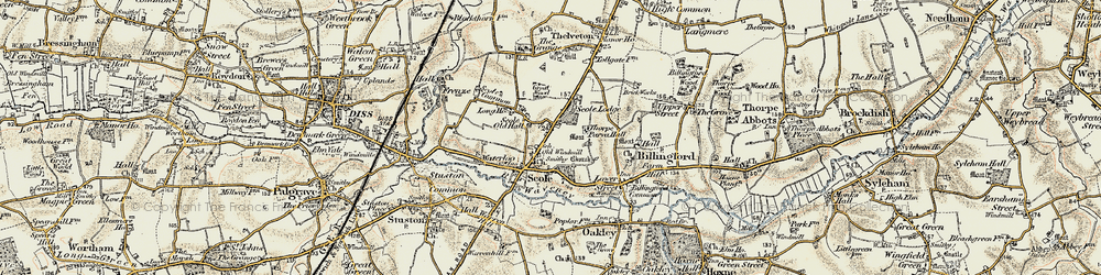 Old map of Scole in 1901-1902