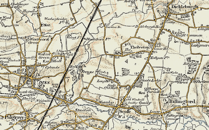Old map of Scole Common in 1901-1902