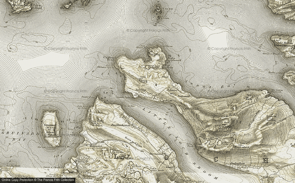 Old Map of Scoraig, 1908-1910 in 1908-1910