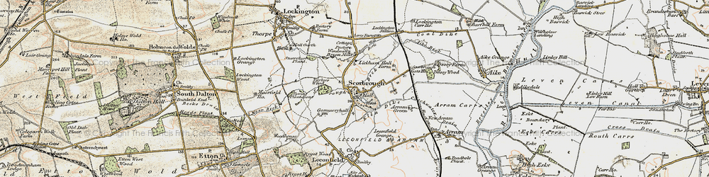 Old map of Scorborough in 1903-1908