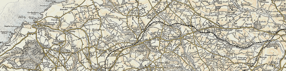 Old map of Scorrier in 1900