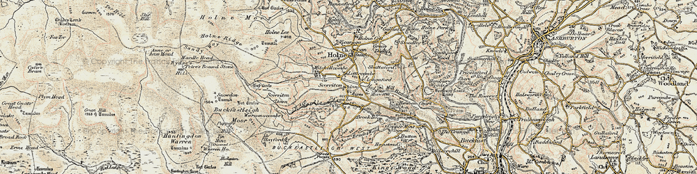 Old map of Scorriton in 1899