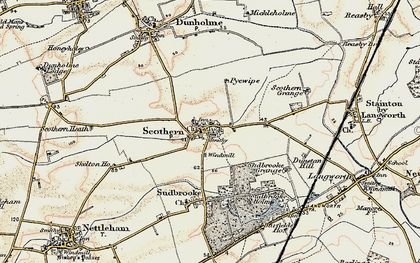Old map of Scothern in 1902-1903