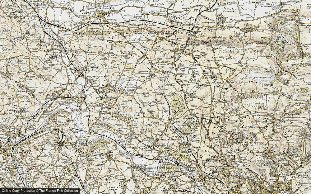 Old Map of Historic Map covering Leeds, Bradford International Airport in 1903-1904