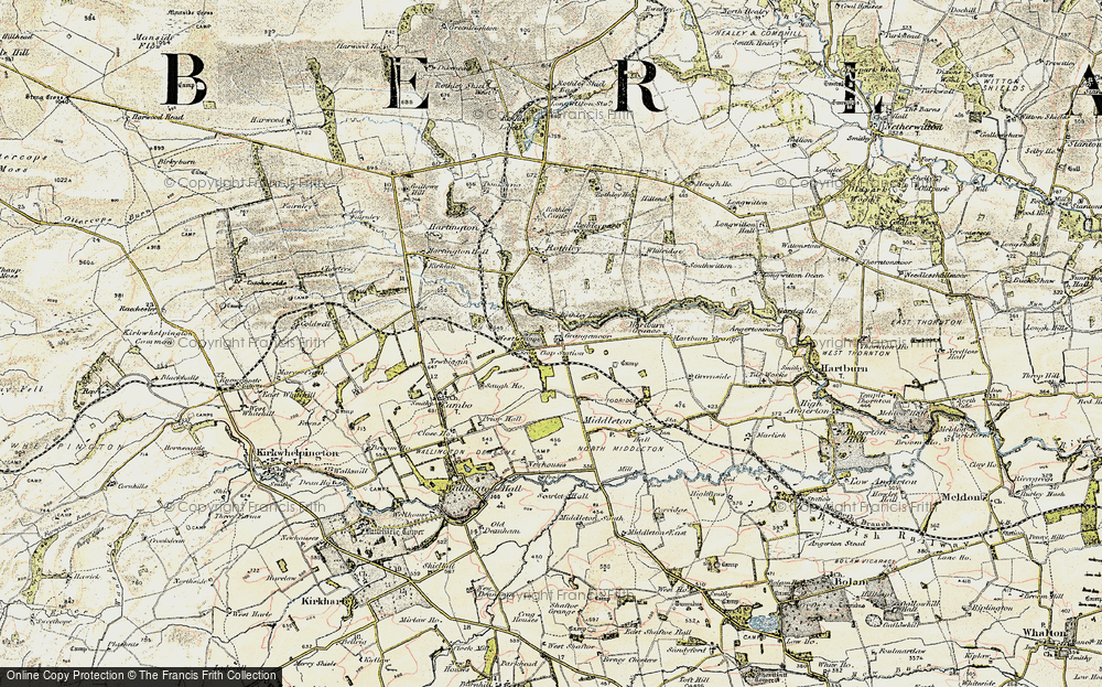 Old Map of Scots' Gap, 1901-1903 in 1901-1903