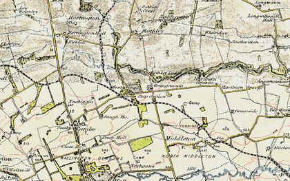 Old map of Scots' Gap in 1901-1903