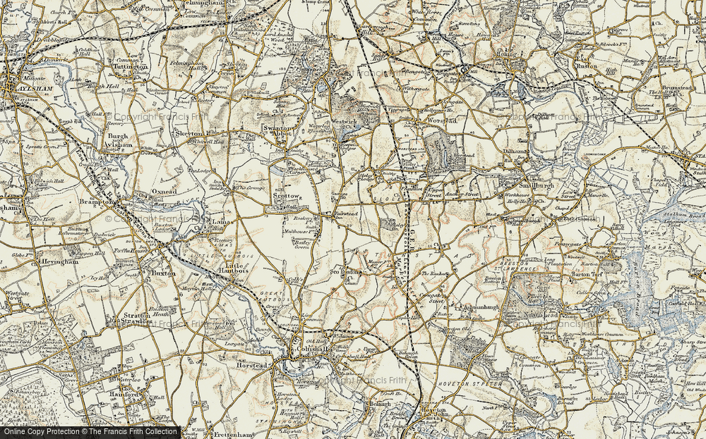 Old Map of Scottow, 1901-1902 in 1901-1902