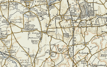 Old map of Scottow in 1901-1902
