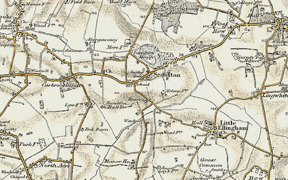 Old map of Scoulton in 1901-1902