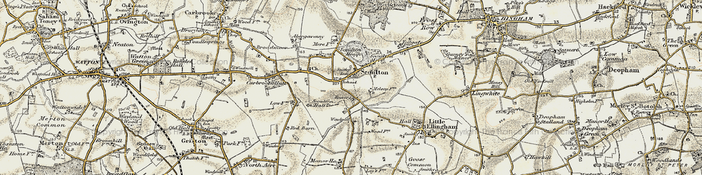 Old map of Scoulton in 1901-1902
