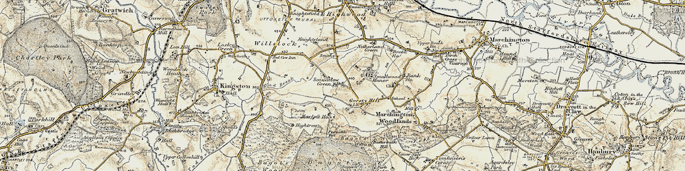 Old map of Scounslow Green in 1902