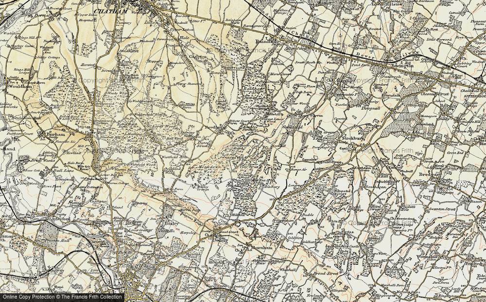 Old Map of Historic Map covering Bredhurst Hurst in 1897-1898