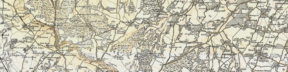 Old map of Scragged Oak in 1897-1898