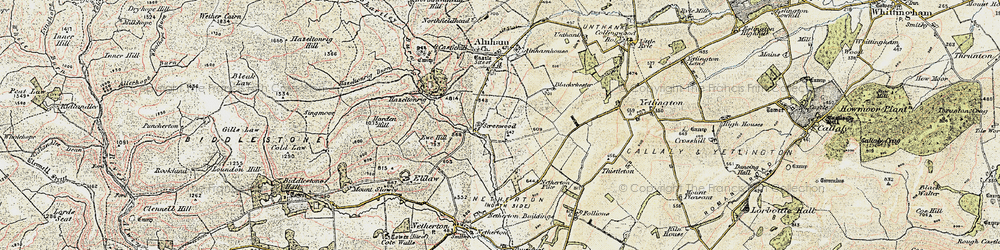 Old map of Scrainwood in 1901-1903