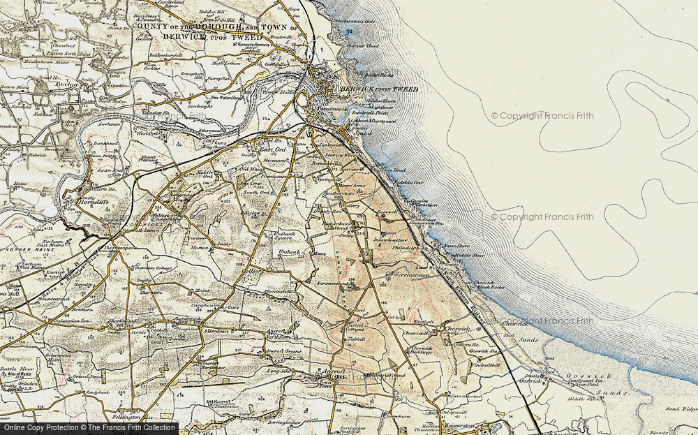 Old Map of Historic Map covering Tweedmouthmoor in 1901-1903