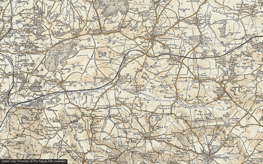 Old Map of Seaborough, 1898-1899 in 1898-1899