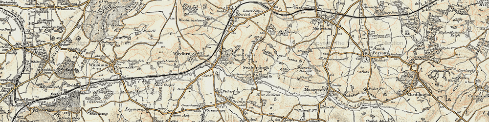 Old map of Seaborough in 1898-1899