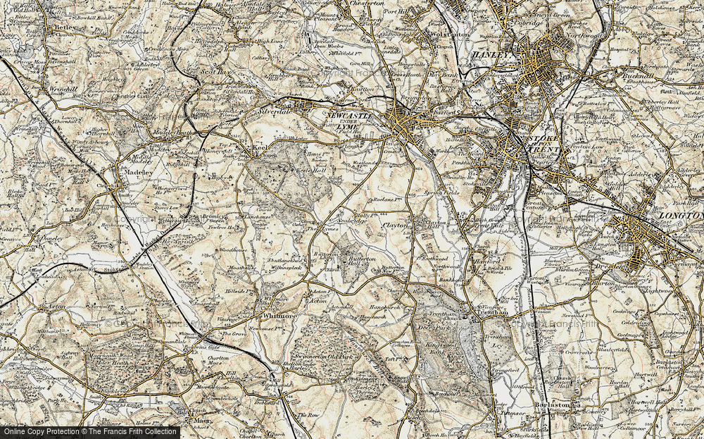 Old Map of Historic Map covering Bentilee Wood in 1902
