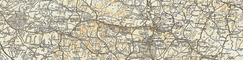 Old map of Boarzell in 1898